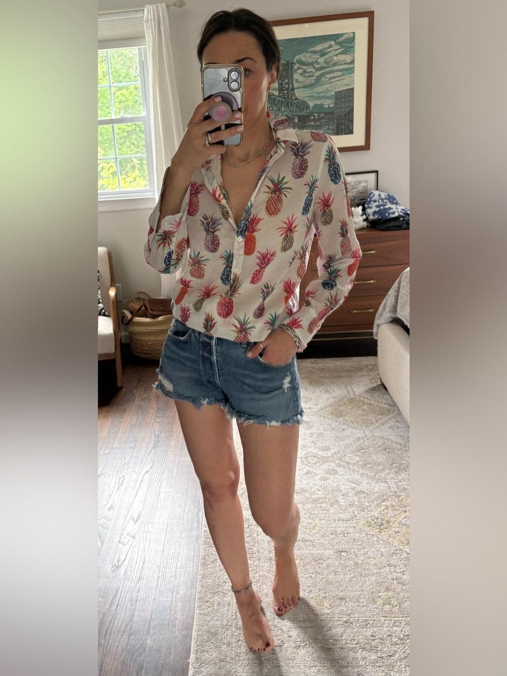 J Crew Pineapple Popover Top - Picture 2 of 9